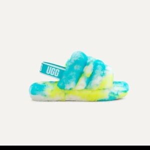 Ugg Toddler Fluff Yeah Slides Marble Yellow And Blue Size 9